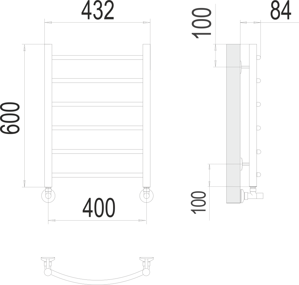 Водяной полотенцесушитель Terminus Классик П6 400х600