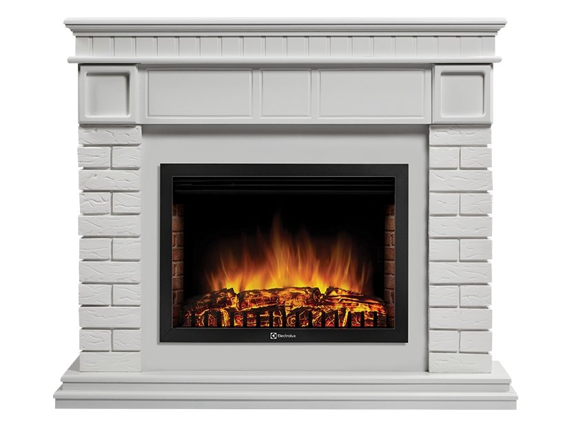Каминокомплект Firelight Bricks 25 с очагом Electrolux EFP/P-2520LS камень белый/белая эмаль